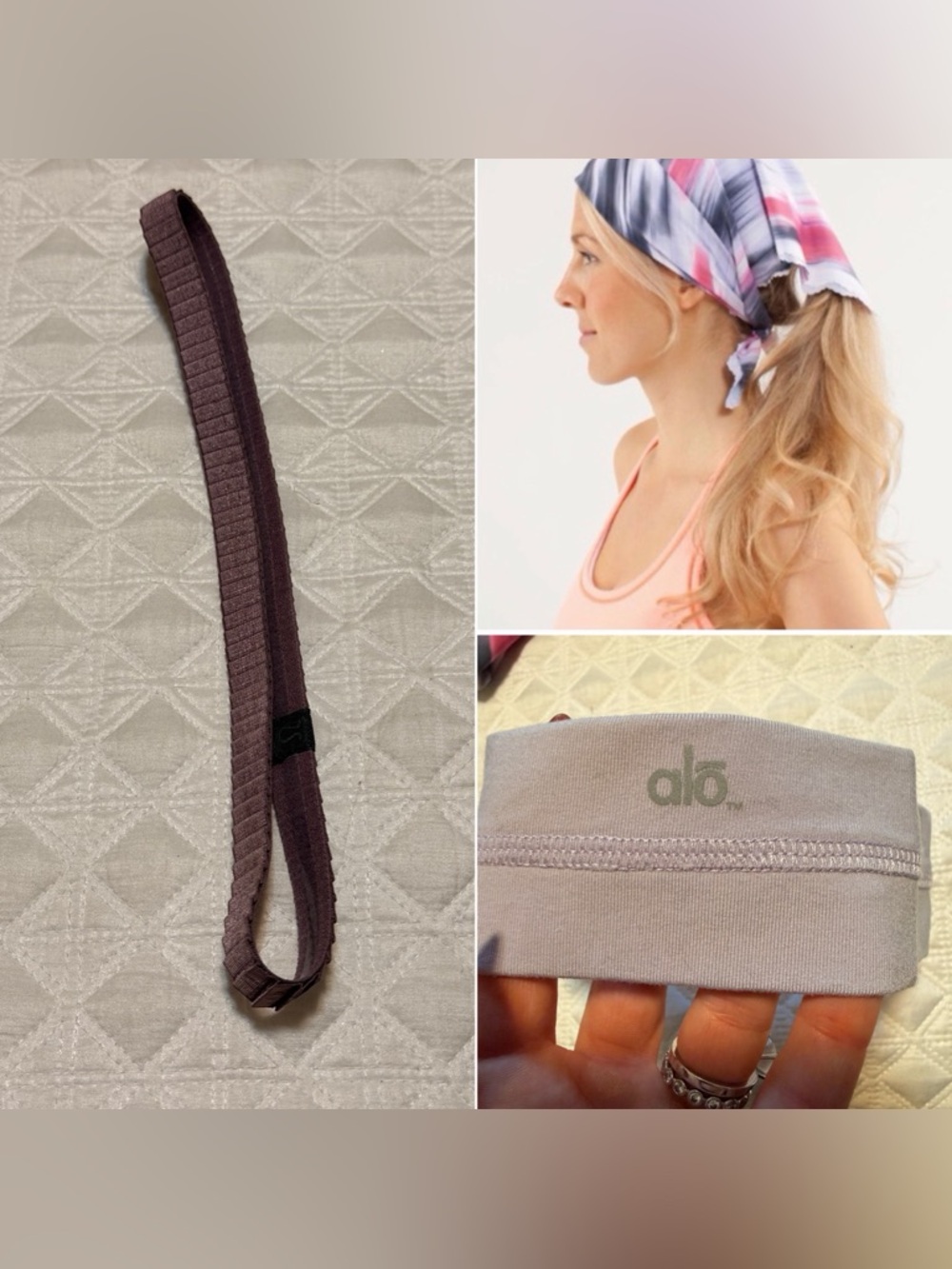 ~Lululemon Barely There Mirage Bandana, Headband & ALO Purple Headband EUC $70